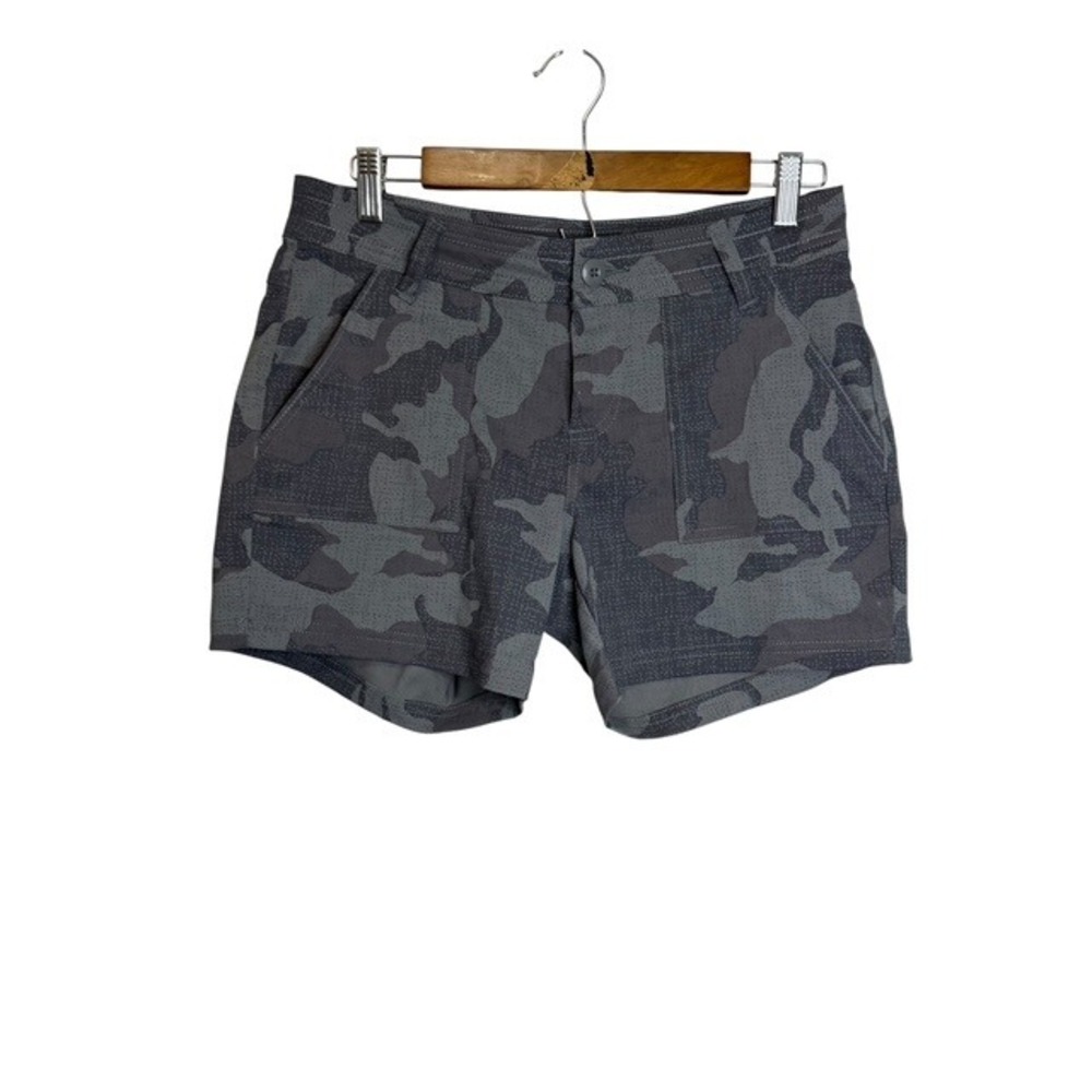 Prana Shorts Women's 6 Camo Mid Rise Stretch Hiking Outdoor Utility Gray